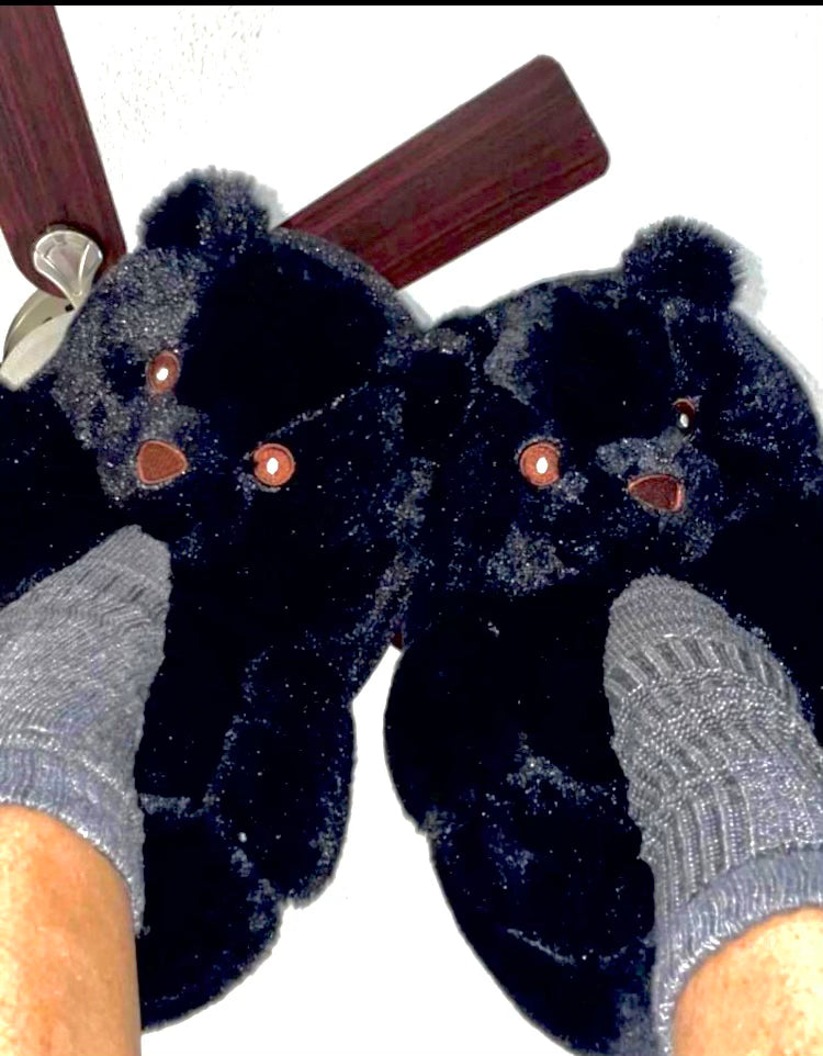 Black 2024 bear slippers