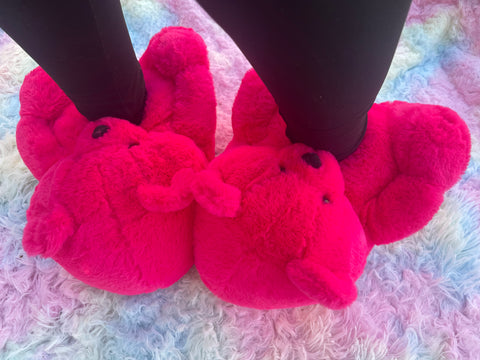 Rose Pink Teddy Bear Slippers (Adult and Teen)
