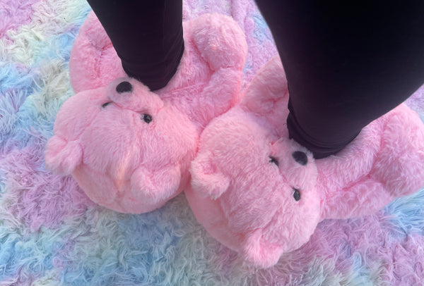 Teddy Bear Slippers Light Pink (Adult and Teen)