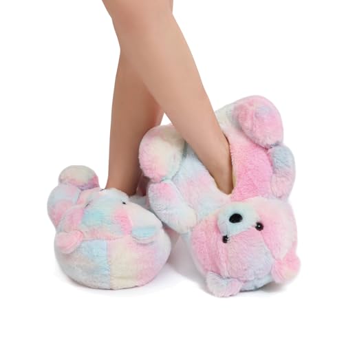 Teddy Bear Slippers for Women,Bear Shoes,Plush Animal Bears Slippers,Winter Warm Fluffy Slides For Girls Christmas Holiday Birthday Gifts