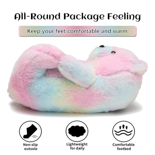 Teddy Bear Slippers for Women,Bear Shoes,Plush Animal Bears Slippers,Winter Warm Fluffy Slides For Girls Christmas Holiday Birthday Gifts