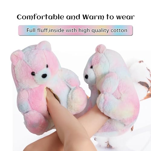 Teddy Bear Slippers for Women,Bear Shoes,Plush Animal Bears Slippers,Winter Warm Fluffy Slides For Girls Christmas Holiday Birthday Gifts