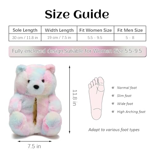 Teddy Bear Slippers for Women,Bear Shoes,Plush Animal Bears Slippers,Winter Warm Fluffy Slides For Girls Christmas Holiday Birthday Gifts