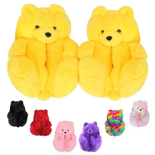 Teddy Bear Slippers Cute House Animal Slippers For Women Indoor Fuzzy Cartoon Care Bear Slippers Bedroom Slippers Women Birthday Christmas Holiday Gift Ideas For Teen Girls Women