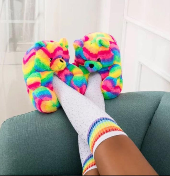 Teddy Bear Slippers Cute House Animal Slippers For Women Indoor Fuzzy Cartoon Care Bear Slippers Bedroom Slippers Women Birthday Christmas Holiday Gift Ideas For Teen Girls Women