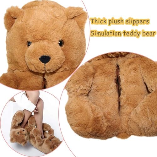 Teddy Bear Slippers Cute House Animal Slippers For Women Indoor Fuzzy Cartoon Care Bear Slippers Bedroom Slippers Women Birthday Christmas Holiday Gift Ideas For Teen Girls Women