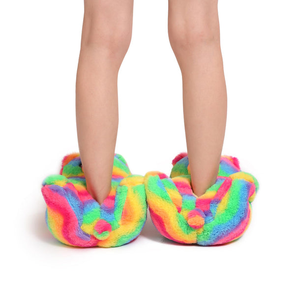 KIDS Teddy Bear Slippers Rainbow Cute House Animal Slippers For Women Indoor Fuzzy Cartoon Care Bear Slippers Bedroom Slippers Women Birthday Christmas Holiday Gift Ideas For Teen Girls Women