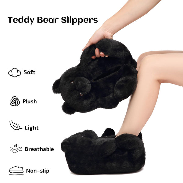 Teddy Bear Slippers for Women,Bear Shoes,Plush Animal Bears Slippers,Winter Warm Fluffy Slides For Girls Christmas Holiday Birthday Gifts