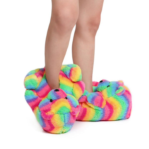 KIDS Teddy Bear Slippers Rainbow Cute House Animal Slippers For Women Indoor Fuzzy Cartoon Care Bear Slippers Bedroom Slippers Women Birthday Christmas Holiday Gift Ideas For Teen Girls Women