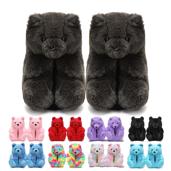 Teddy Bear Slippers for Women,Bear Shoes,Plush Animal Bears Slippers,Winter Warm Fluffy Slides For Girls Christmas Holiday Birthday Gifts