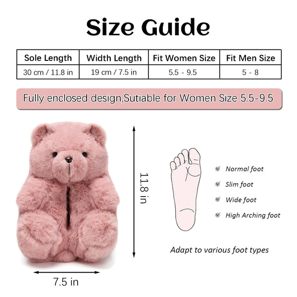 Teddy Bear Slippers for Women,Bear Shoes,Plush Animal Bears Slippers,Winter Warm Fluffy Slides For Girls Christmas Holiday Birthday Gifts