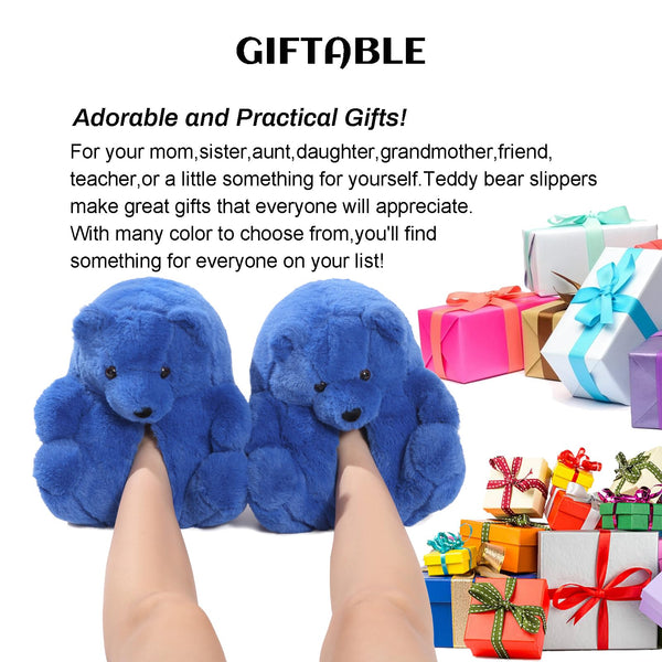 Teddy Bear Slippers for Women,Bear Shoes,Plush Animal Bears Slippers,Winter Warm Fluffy Slides For Girls Christmas Holiday Birthday Gifts