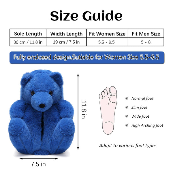 Teddy Bear Slippers for Women,Bear Shoes,Plush Animal Bears Slippers,Winter Warm Fluffy Slides For Girls Christmas Holiday Birthday Gifts