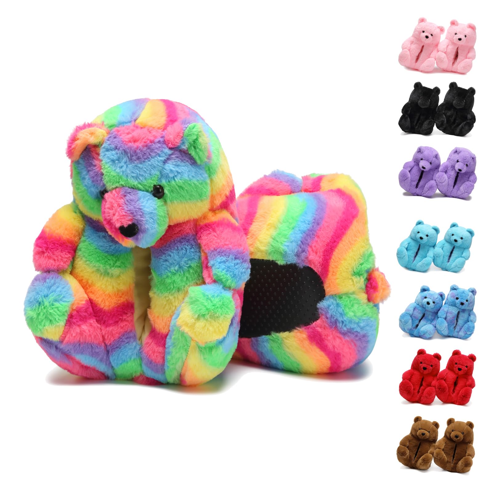 KIDS Teddy Bear Slippers Rainbow Cute House Animal Slippers For Women Indoor Fuzzy Cartoon Care Bear Slippers Bedroom Slippers Women Birthday Christmas Holiday Gift Ideas For Teen Girls Women