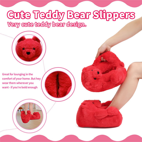 Teddy Bear Slippers Cute House Animal Slippers For Women Indoor Fuzzy Cartoon Care Bear Slippers Bedroom Slippers Women Birthday Christmas Holiday Gift Ideas For Teen Girls Women