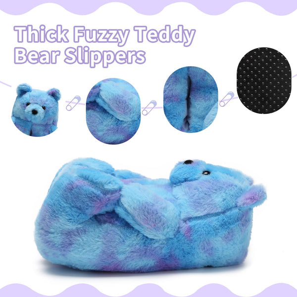 Teddy Bear Slippers Cute House Animal Slippers For Women Indoor Fuzzy Cartoon Care Bear Slippers Bedroom Slippers Women Birthday Christmas Holiday Gift Ideas For Teen Girls Women