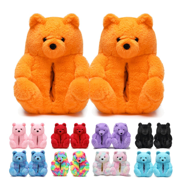 Teddy Bear Slippers for Women,Bear Shoes,Plush Animal Bears Slippers,Winter Warm Fluffy Slides For Girls Christmas Holiday Birthday Gifts