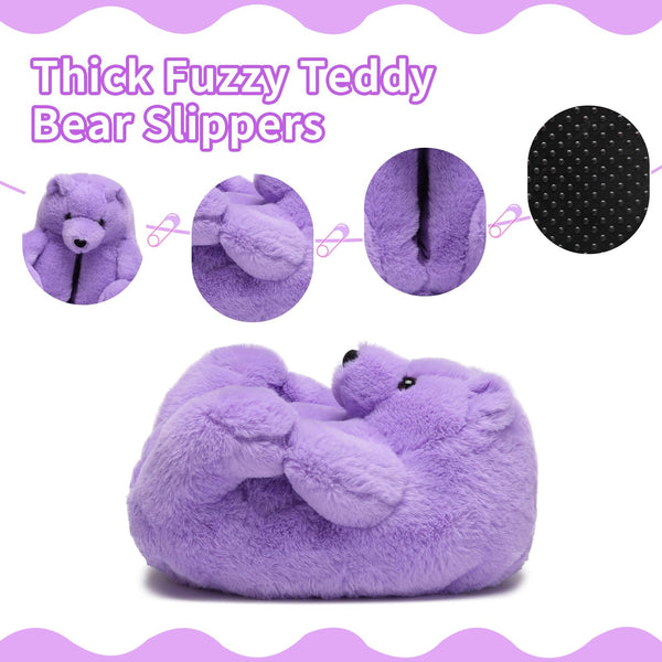 Teddy Bear Slippers Cute House Animal Slippers For Women Indoor Fuzzy Cartoon Care Bear Slippers Bedroom Slippers Women Birthday Christmas Holiday Gift Ideas For Teen Girls Women