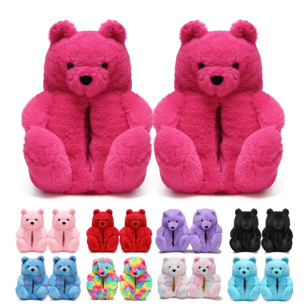 Teddy Bear Slippers for Women,Bear Shoes,Plush Animal Bears Slippers,Winter Warm Fluffy Slides For Girls Christmas Holiday Birthday Gifts