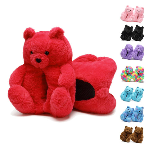 KIDS teddy Bear Slippers Red Cute House Animal Slippers For Women Indoor Fuzzy Cartoon Care Bear Slippers Bedroom Slippers Women Birthday Christmas Holiday Gift Ideas For Teen Girls Women