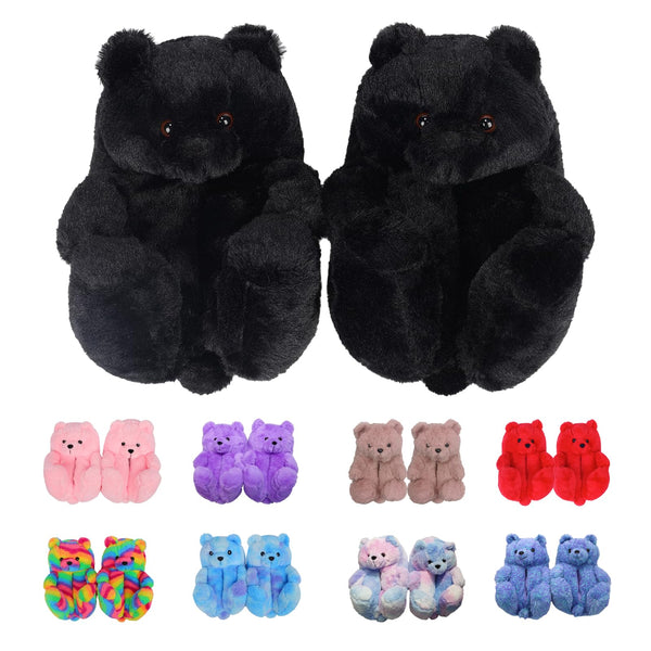 Teddy Bear Slippers for Women,Bear Shoes,Plush Animal Bears Slippers,Winter Warm Fluffy Slides For Girls Christmas Holiday Birthday Gifts