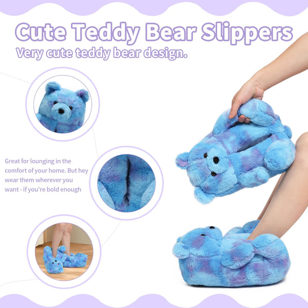 Teddy Bear Slippers Cute House Animal Slippers For Women Indoor Fuzzy Cartoon Care Bear Slippers Bedroom Slippers Women Birthday Christmas Holiday Gift Ideas For Teen Girls Women