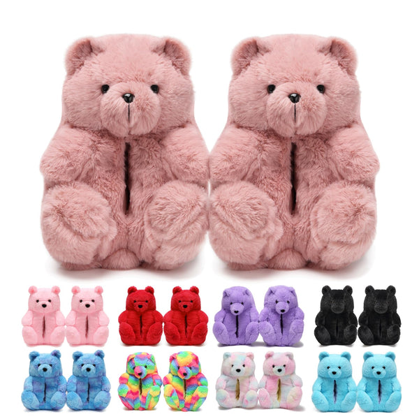 Teddy Bear Slippers for Women,Bear Shoes,Plush Animal Bears Slippers,Winter Warm Fluffy Slides For Girls Christmas Holiday Birthday Gifts