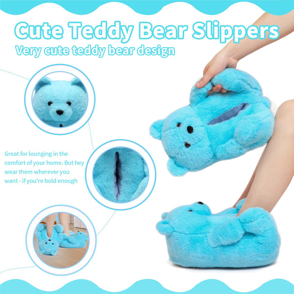 Teddy Bear Slippers Cute House Animal Slippers For Women Indoor Fuzzy Cartoon Care Bear Slippers Bedroom Slippers Women Birthday Christmas Holiday Gift Ideas For Teen Girls Women