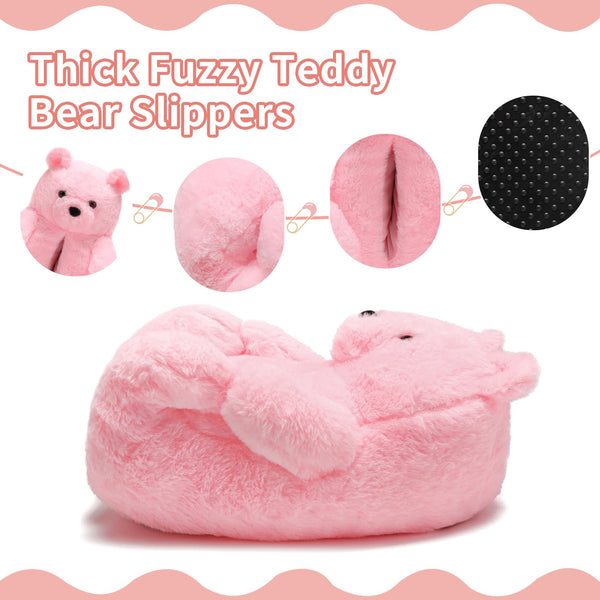 Teddy Bear Slippers Cute House Animal Slippers For Women Indoor Fuzzy Cartoon Care Bear Slippers Bedroom Slippers Women Birthday Christmas Holiday Gift Ideas For Teen Girls Women