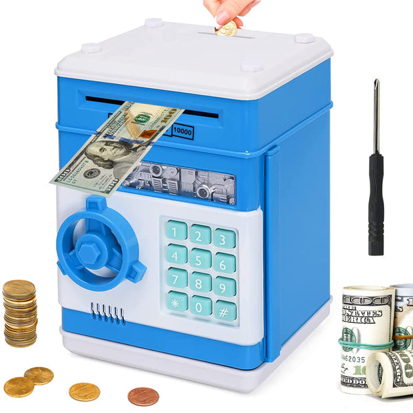 Piggy Bank for Boys and Girls, Mini ATM Auto Scroll Paper Coin Bank Money Saving Box with Password, Cashes & Coins Saving Box for Kids Gifts Toys Pink