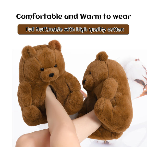 Teddy Bear Slippers for Women,Bear Shoes,Plush Animal Bears Slippers,Winter Warm Fluffy Slides For Girls Christmas Holiday Birthday Gifts