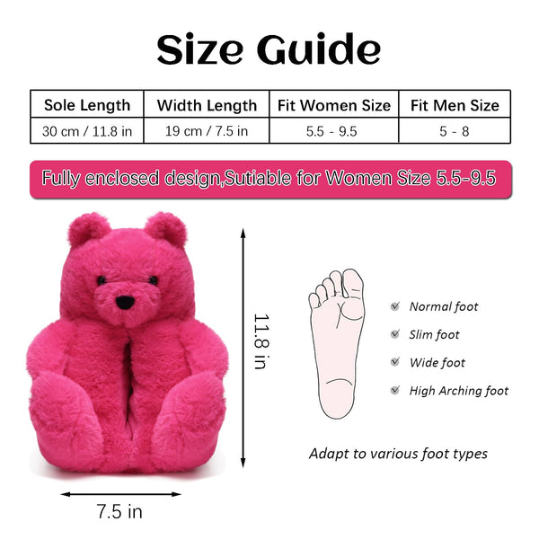 Teddy Bear Slippers for Women,Bear Shoes,Plush Animal Bears Slippers,Winter Warm Fluffy Slides For Girls Christmas Holiday Birthday Gifts