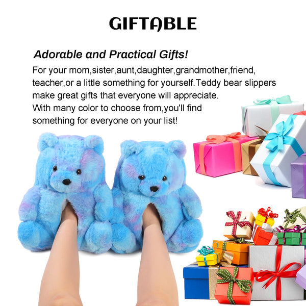 Teddy Bear Slippers for Women,Bear Shoes,Plush Animal Bears Slippers,Winter Warm Fluffy Slides For Girls Christmas Holiday Birthday Gifts