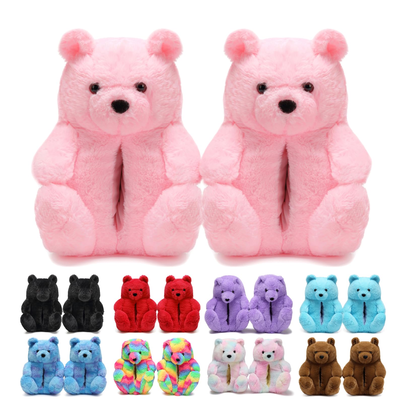 Teddy Bear Slippers for Women,Bear Shoes,Plush Animal Bears Slippers,Winter Warm Fluffy Slides For Girls Christmas Holiday Birthday Gifts