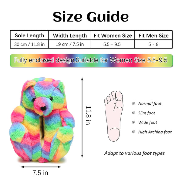 Teddy Bear Slippers for Women,Bear Shoes,Plush Animal Bears Slippers,Winter Warm Fluffy Slides For Girls Christmas Holiday Birthday Gifts