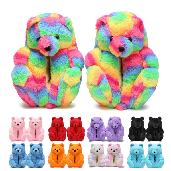 Teddy Bear Slippers for Women,Bear Shoes,Plush Animal Bears Slippers,Winter Warm Fluffy Slides For Girls Christmas Holiday Birthday Gifts