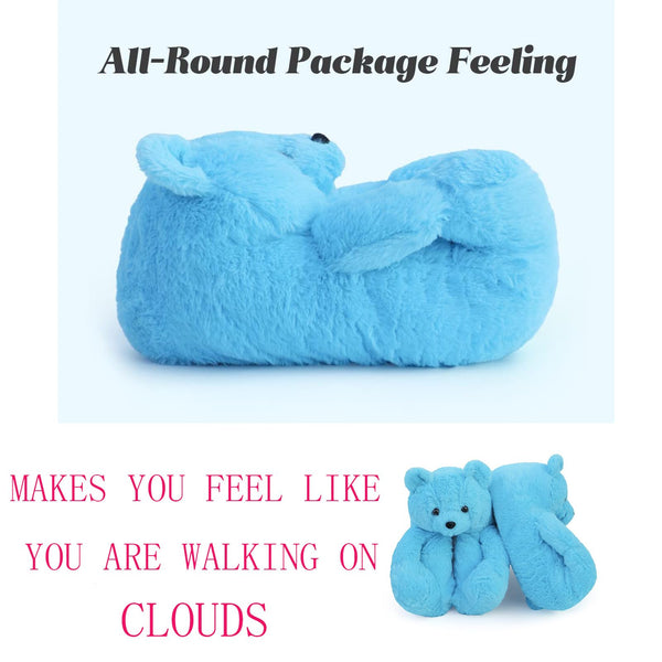 xiaofeiniu Teddy Bear Slippers Women Plush Animal Slppers Winter Warm Home Indoor Anti-Slip Faux Fur Men Shoes