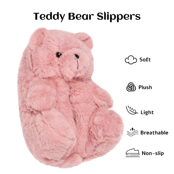 Teddy Bear Slippers for Women,Bear Shoes,Plush Animal Bears Slippers,Winter Warm Fluffy Slides For Girls Christmas Holiday Birthday Gifts