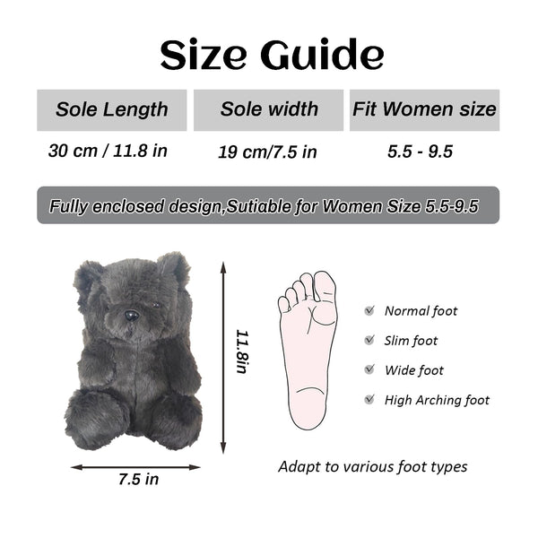 Teddy Bear Slippers for Women,Bear Shoes,Plush Animal Bears Slippers,Winter Warm Fluffy Slides For Girls Christmas Holiday Birthday Gifts