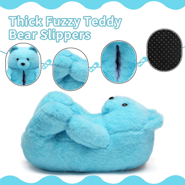 Teddy Bear Slippers Cute House Animal Slippers For Women Indoor Fuzzy Cartoon Care Bear Slippers Bedroom Slippers Women Birthday Christmas Holiday Gift Ideas For Teen Girls Women