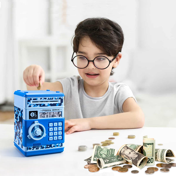 Piggy Bank for Boys and Girls, Mini ATM Auto Scroll Paper Coin Bank Money Saving Box with Password, Cashes & Coins Saving Box for Kids Gifts Toys Pink