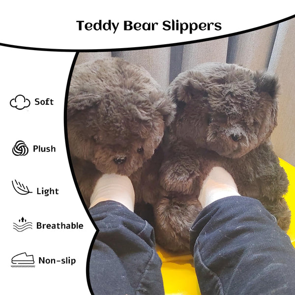 Teddy Bear Slippers for Women,Bear Shoes,Plush Animal Bears Slippers,Winter Warm Fluffy Slides For Girls Christmas Holiday Birthday Gifts