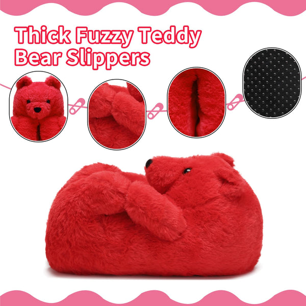 Teddy Bear Slippers Cute House Animal Slippers For Women Indoor Fuzzy Cartoon Care Bear Slippers Bedroom Slippers Women Birthday Christmas Holiday Gift Ideas For Teen Girls Women