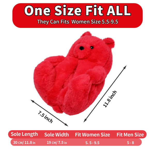 KIDS teddy Bear Slippers Red Cute House Animal Slippers For Women Indoor Fuzzy Cartoon Care Bear Slippers Bedroom Slippers Women Birthday Christmas Holiday Gift Ideas For Teen Girls Women