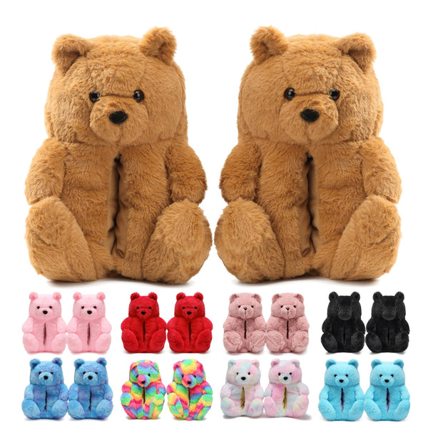 Teddy Bear Slippers for Women,Bear Shoes,Plush Animal Bears Slippers,Winter Warm Fluffy Slides For Girls Christmas Holiday Birthday Gifts