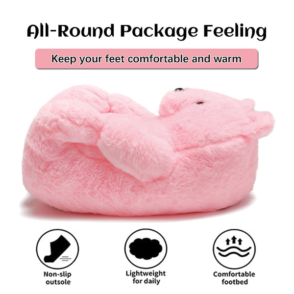 DOVORSY Teddy Bear Slippers for Women Bear Shoes Fluffy Plush Animal Bears Slippers Winter Warm Fluzzy Slides Oversized Sneaker For Girls Christmas Holiday Birthday Valentine Gifts Red