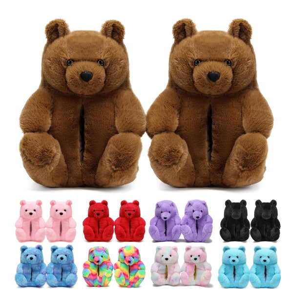 Teddy Bear Slippers for Women,Bear Shoes,Plush Animal Bears Slippers,Winter Warm Fluffy Slides For Girls Christmas Holiday Birthday Gifts