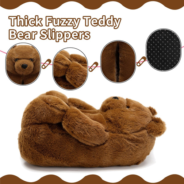 Teddy Bear Slippers Cute House Animal Slippers For Women Indoor Fuzzy Cartoon Care Bear Slippers Bedroom Slippers Women Birthday Christmas Holiday Gift Ideas For Teen Girls Women