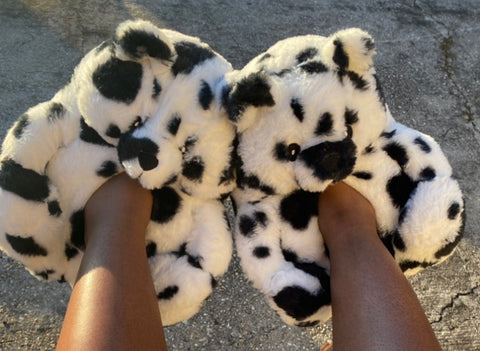 Teddy Bear Slippers Spotted Black and White (Adult and Teen)