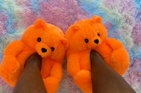 Teddy Bear Slippers Tangerine (Adult and Teen)